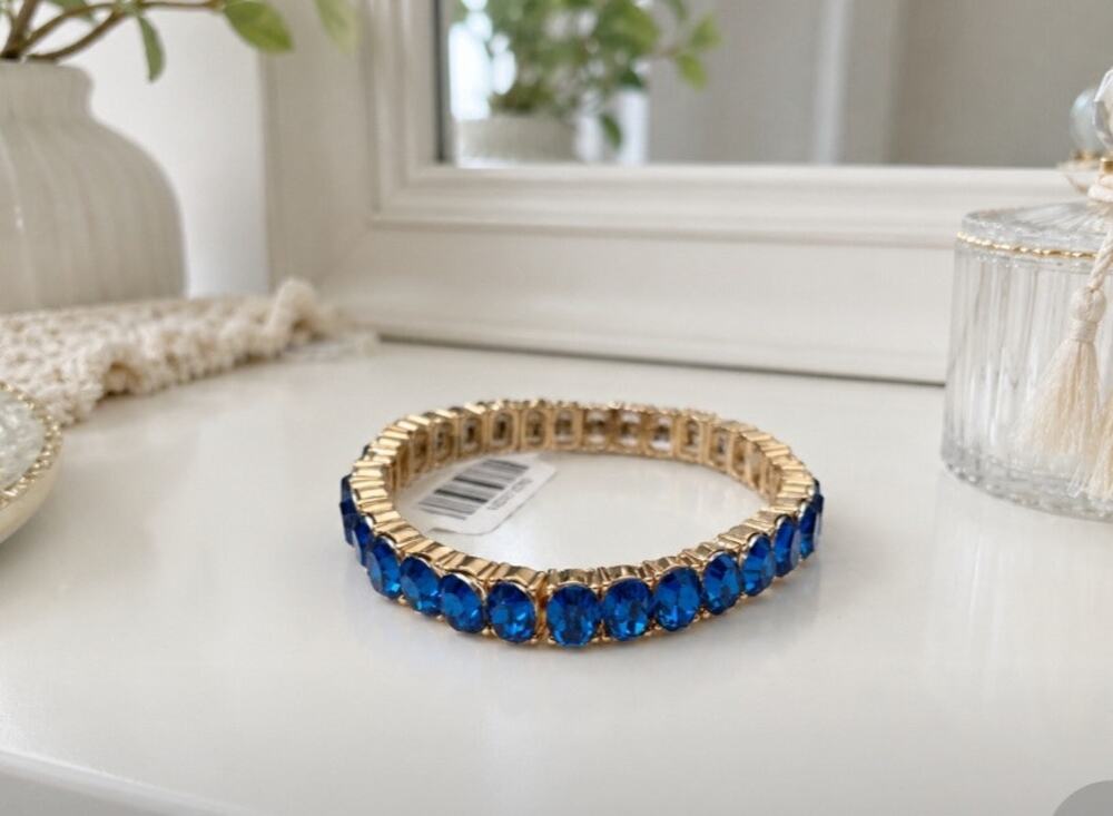 Ruff Skch Blue Jewel Candy Stretch Bracelet New